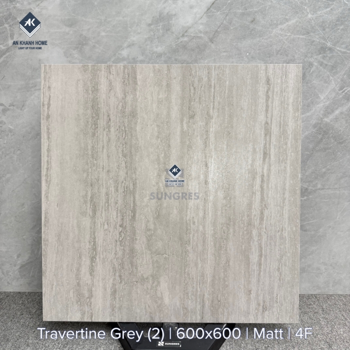 Gạch 60x60 vân travertine màu xám mờ 