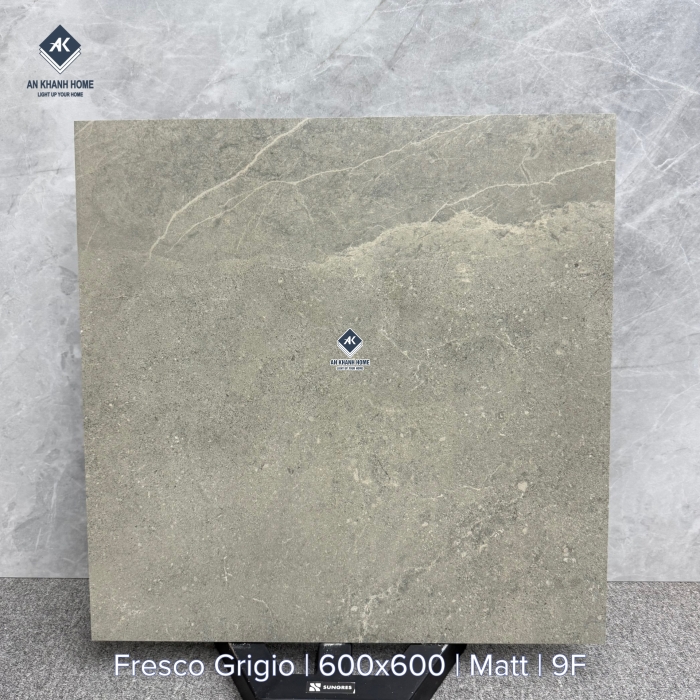Gạch 60x60cm Ấn Độ FRESCO GRIGIO màu xám vân đá rạn loang tự nhiên mờ