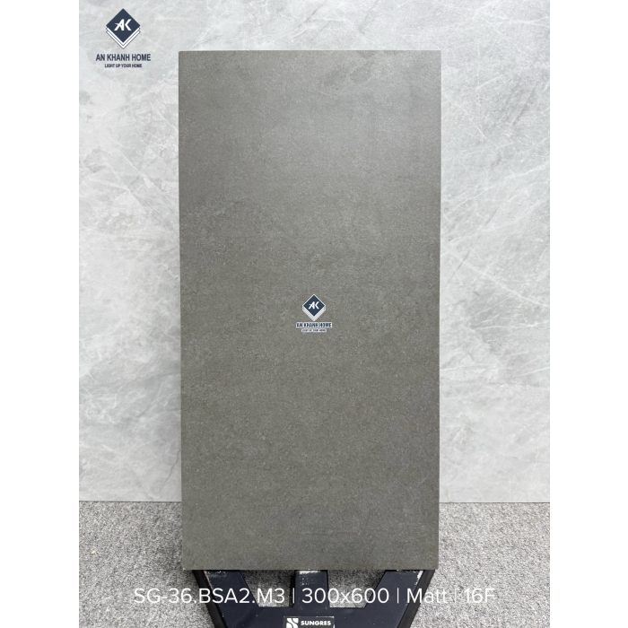 Gạch 30x60 nhập khẩu màu xám đậm đen vân đá mix hạt BSA2 bề mặt mờ