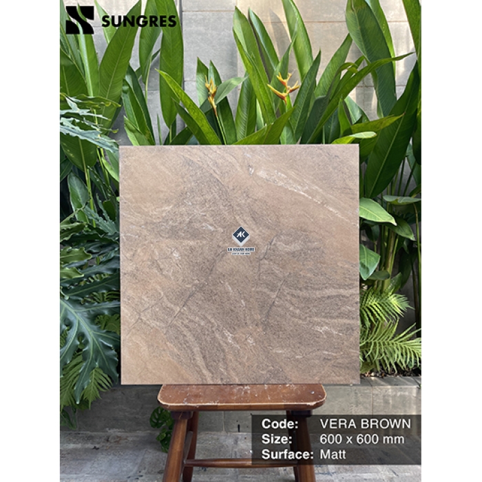 Gạch Ấn Độ 60x60 Vàng Đất Vera Brown Bề Mặt Mờ