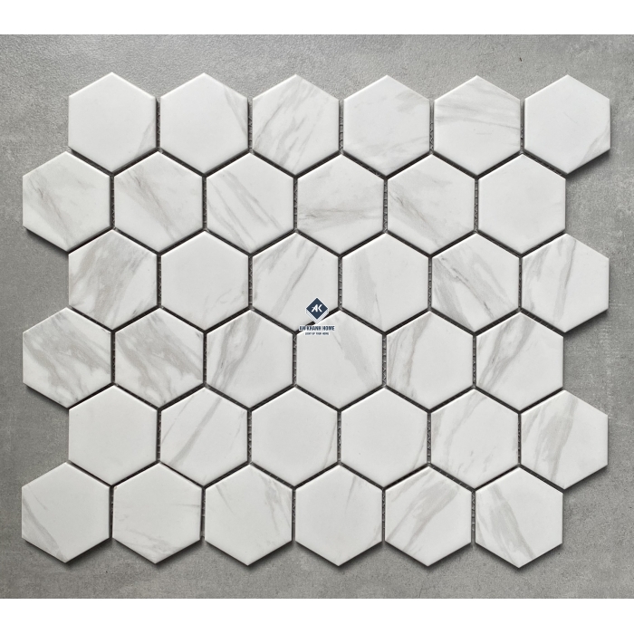 Gạch mosaic lục giác bóng - mờ - đơn sắc - vân đá các loại