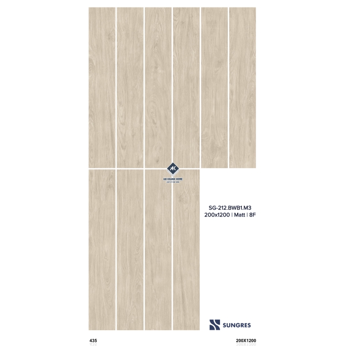 Gạch 20x120cm Ấn Độ Vân Gỗ Sồi Màu Kem Nhạt bề mặt mờ