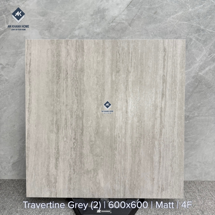 Gạch 60x60 vân travertine màu xám mờ 