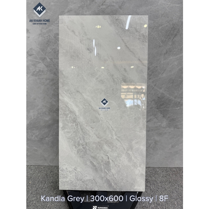 Gạch Ấn Độ 30x60 màu xám vân đá bóng Kandla Grey SG-36.034P 