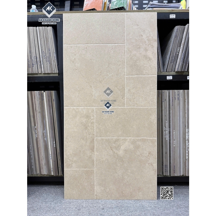 Gạch 60x120 Castle ghép Modul mix size màu kem mờ