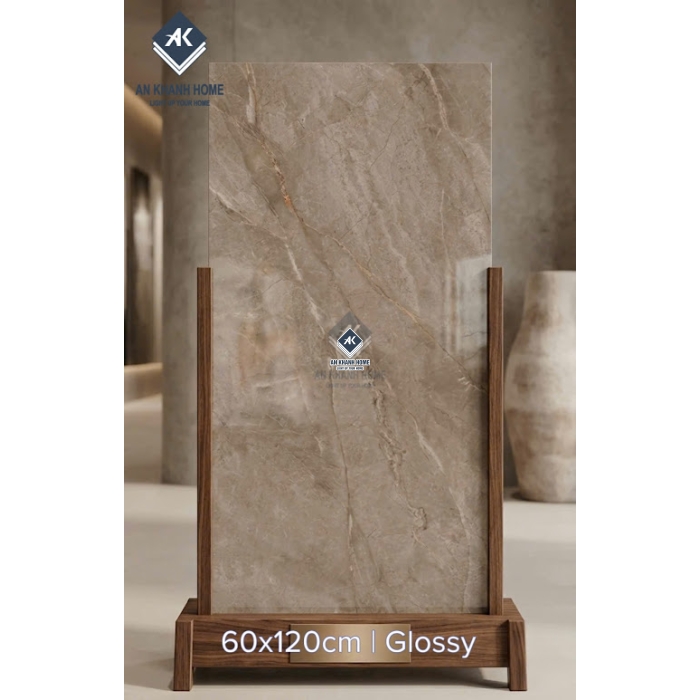 Gạch ấn độ 60x120 bóng kính nâu vân đá sang trọng