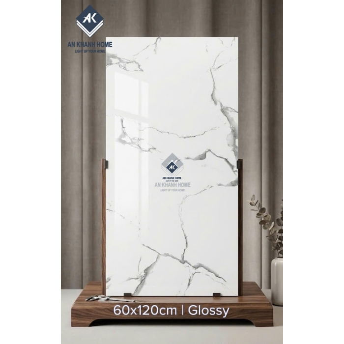 Gạch ấn độ 60x120 trắng vân đá xám khói bóng kính cao cấp