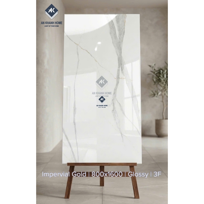 Gạch ấn độ 80x160 Impervial Gold trắng vân đá xám
