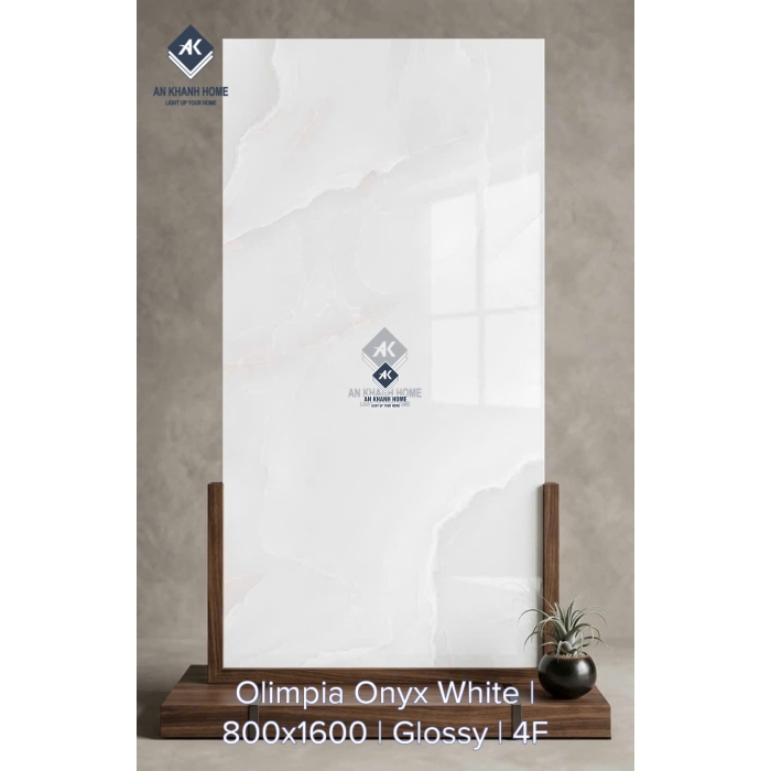 Gạch ấn độ 80x160cm Olimpia Onyx White vân đá xám nhạt