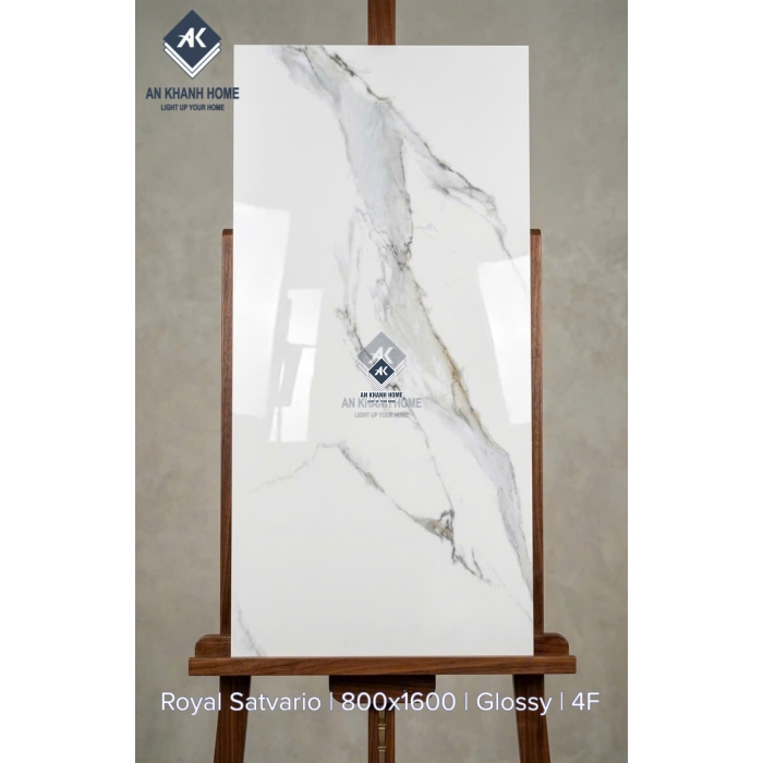 Gạch ấn độ 80x160cm Royal Satvario trắng vân đá xám nâu nhạt