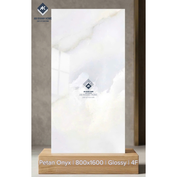 Gạch ấn độ Petan Onyx 80x160 bóng kiếng kem vân mây