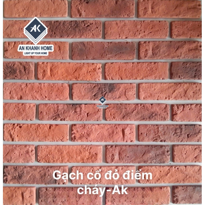 Gạch bê tông giả cổ chămpa đỏ điểm cháy