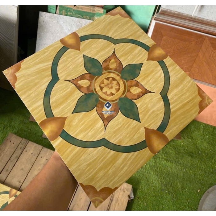 Gạch bông 30x30 màu gỗ hoa xanh nâu