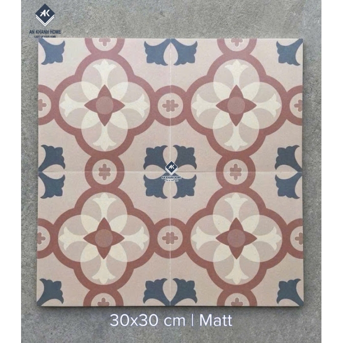 Gạch bông 30x30 men matt hoạ tiết hoa văn cổ điển