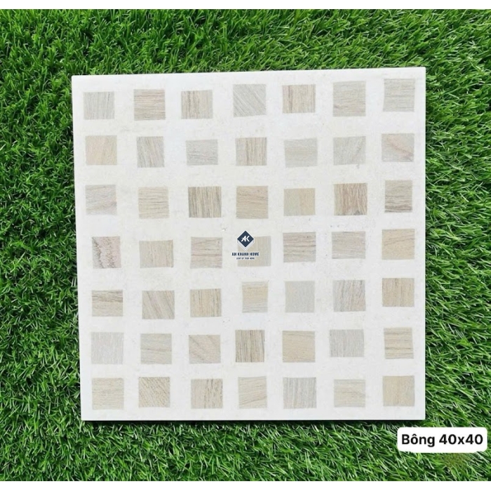 Gạch bông 40x40 bề mặt hoạ tiết ô vuông giả gỗ