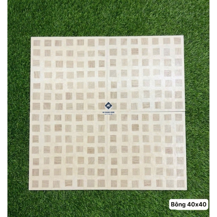 Gạch bông 40x40 hoạ tiết caro ô vuông giả vân gỗ