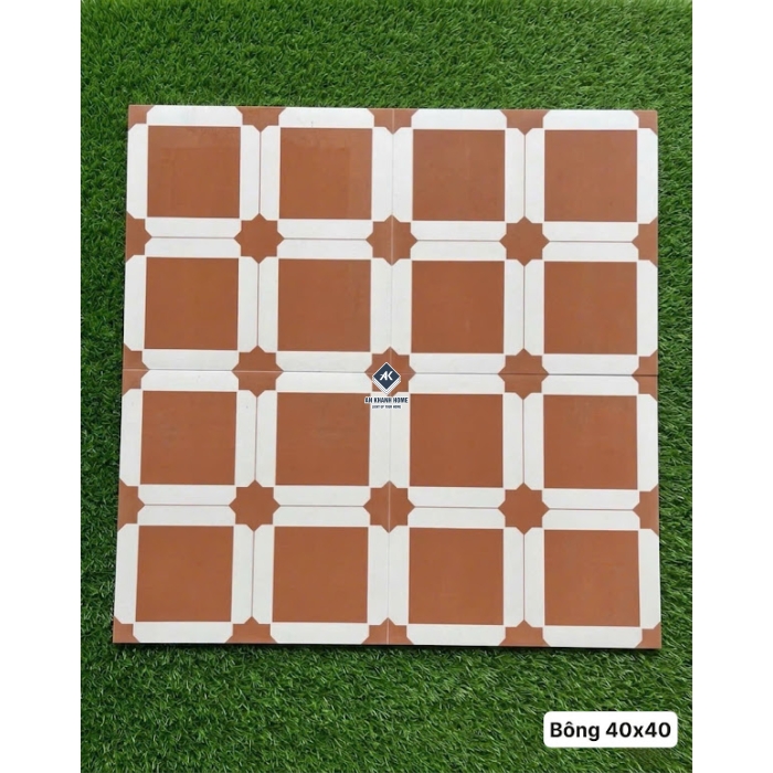 Gạch bông cổ điển 40x40 màu đỏ đất sang trọng
