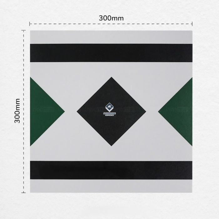 Gạch bông hình thoi viền xanh đen 30x30cm