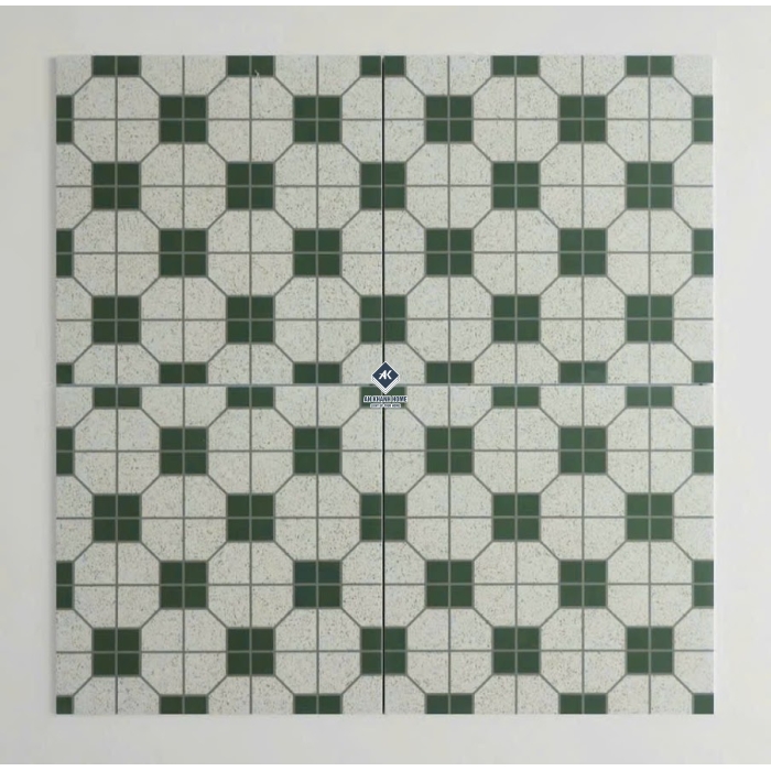 Gạch bông hoa văn xanh 30x30cm giả cổ