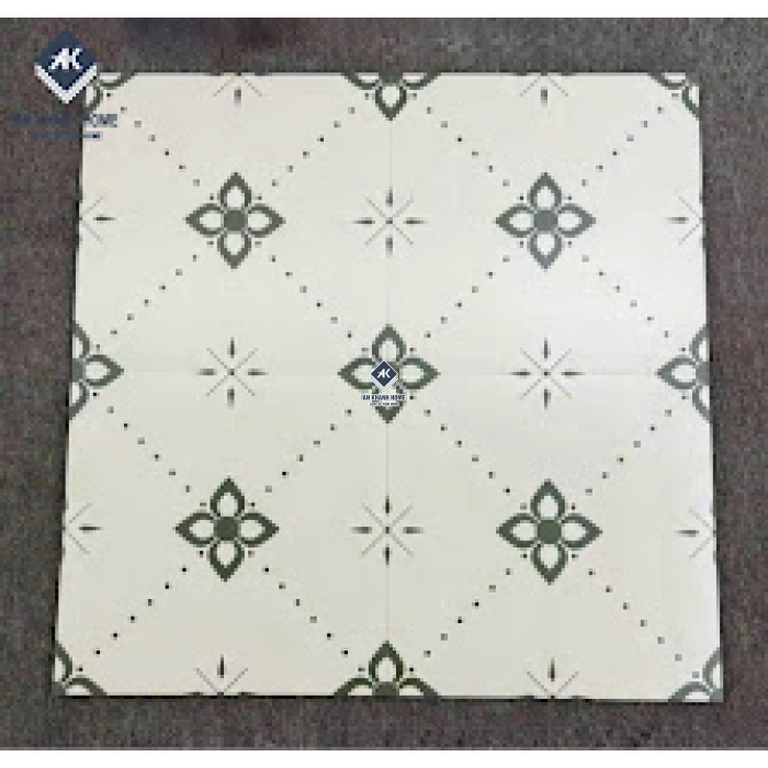 Gạch bông lát nền 40x40 hoa văn cổ điển nền trắng xám