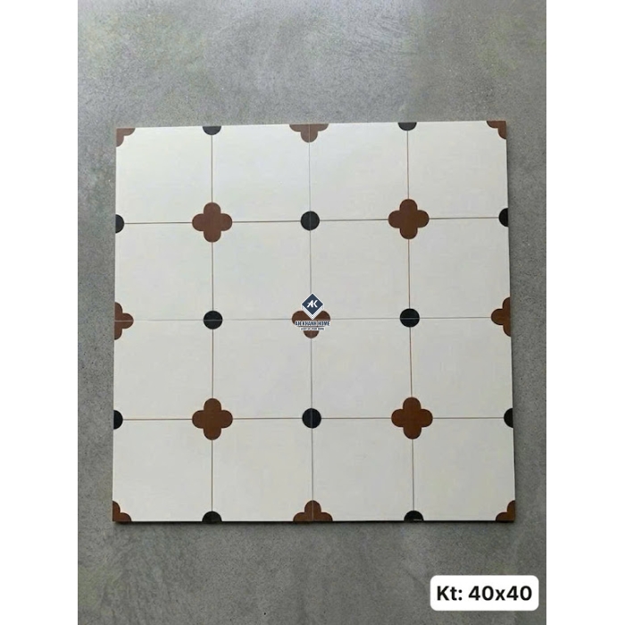 Gạch bông men mờ 40x40 hoạ tiết hoa văn cổ điển