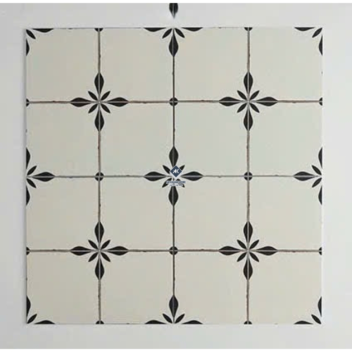Gạch bông trắng hoa thị đen 30x30cm giả cổ