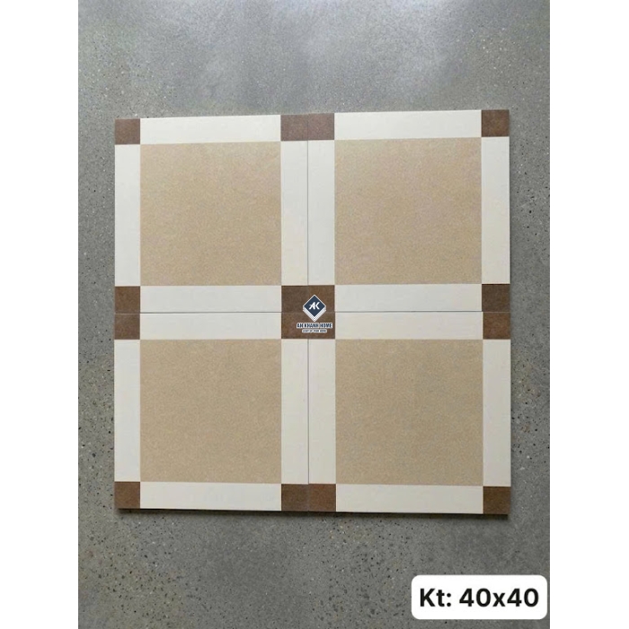 Gạch bông trang trí 40x40 màu kem nâu cổ điển
