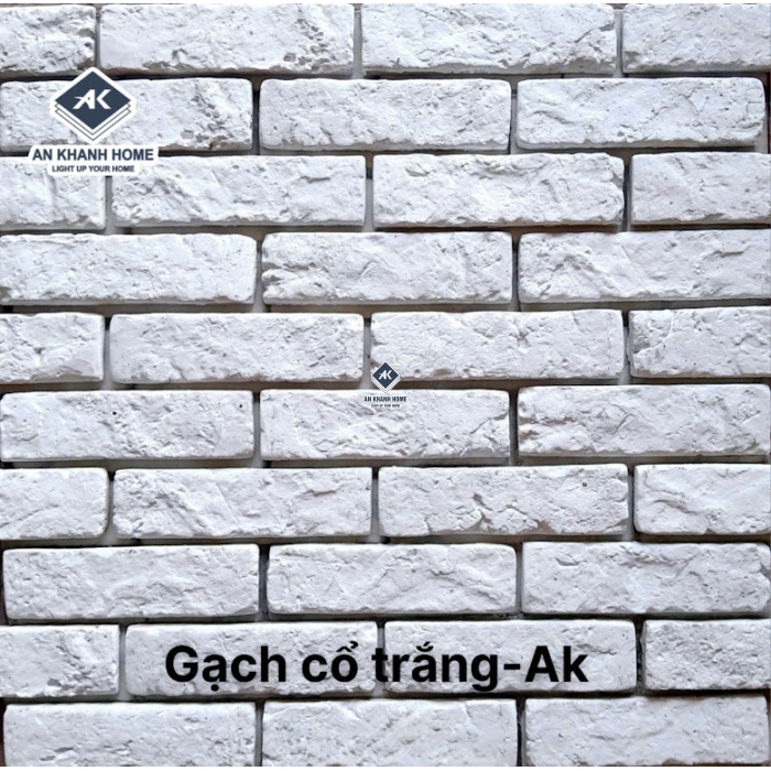 Gạch cổ bê tông màu trắng ốp tường