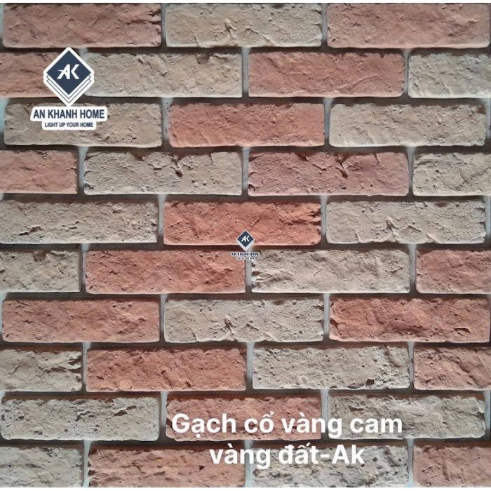 Gạch giả cổ vàng cam vàng đất chămpa