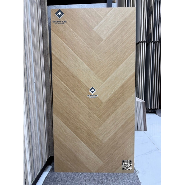 Gạch giả gỗ khổ lớn 60x120 vân xương cá màu vàng nâu nhạt