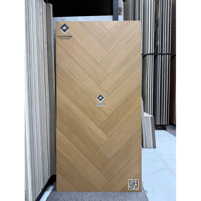 Gạch giả màu gỗ sồi vân xương cá 60x120cm