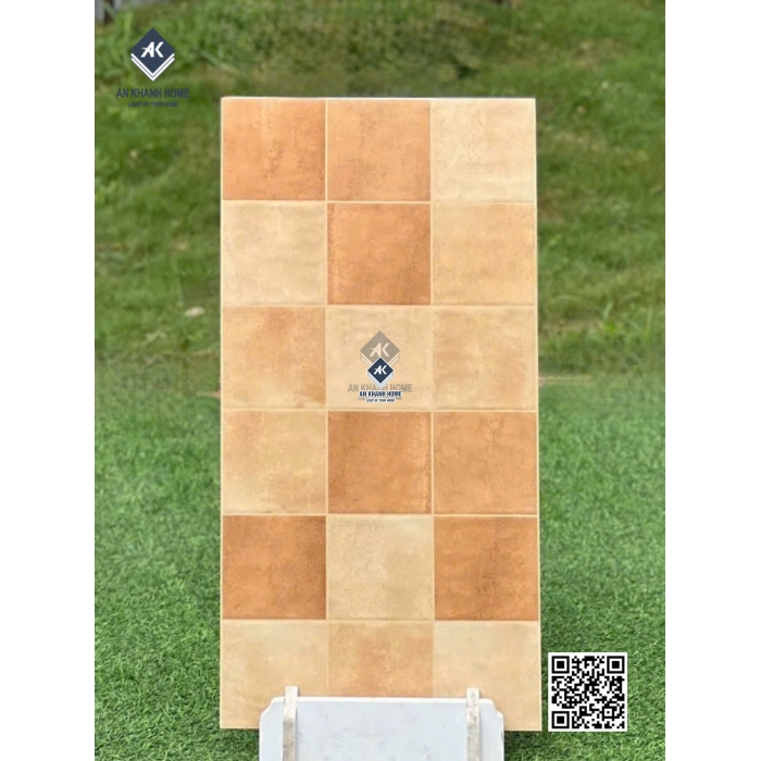 Gạch giả thẻ 40x80 bề mặt lượn sóng mix màu cam đất vàng kem