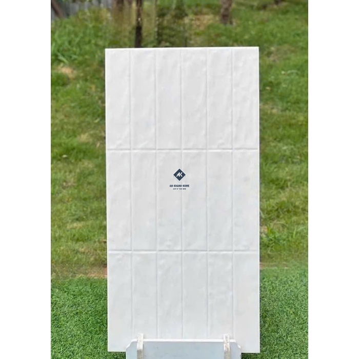 Gạch giả thẻ 40x80 bề mặt trắng lượn sóng
