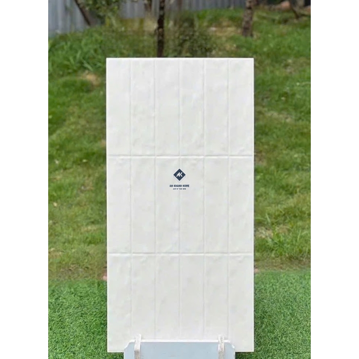 Gạch giả thẻ 40x80 chữ nhật trắng lượn sóng