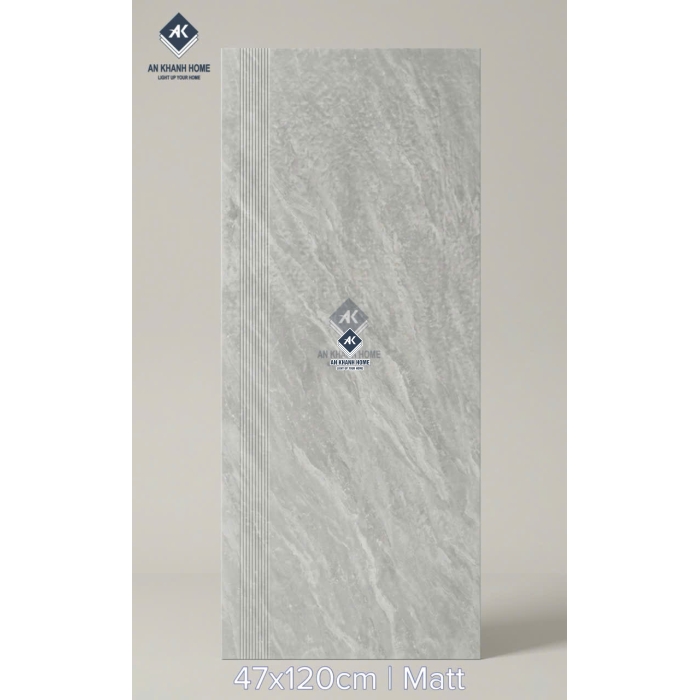 Gạch granite lát bậc cầu thang 47x120 màu xám vân đá bề mặt mờ