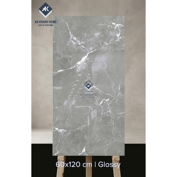 Gạch khổ lớn 60x120 bóng kính vân đá xám trắng ấn độ cao cấp