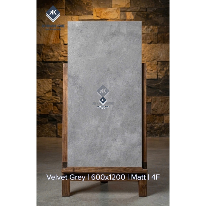 Gạch khổ lớn ấn độ 60x120 Velvet Grey mờ xám xi măng đậm