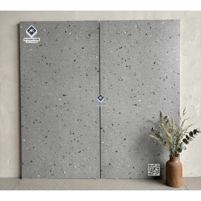 Gạch kis terrazzo 60x120 đá mờ màu xám