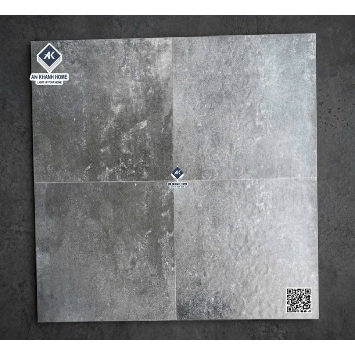 Gạch lát 40x40 giả cổ màu xám đen đá nhám mờ hiệu ứng
