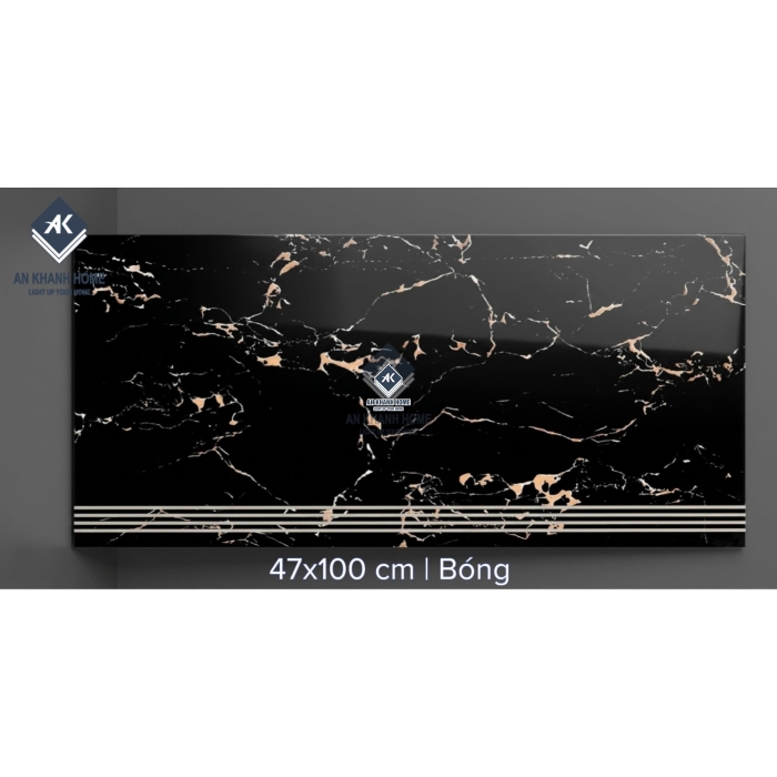 Gạch lát bậc cầu thang tam cấp 47x100cm đen vân vàng cam