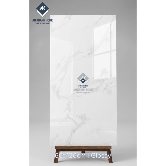 Gạch lát nền 60x120 ấn độ trắng vân Marble bóng kính