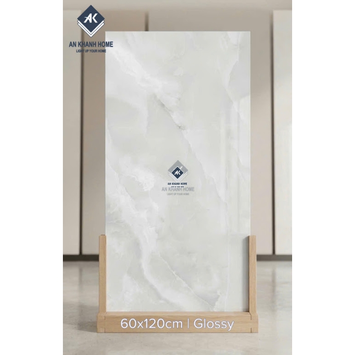 Gạch lát nền 60x120 bóng kính trắng sữa vân đá ấn độ cao cấp