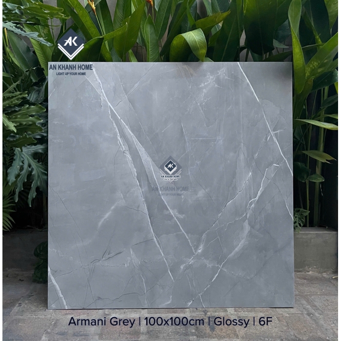 Gạch lát nền ấn độ 100x100 Armani Grey đá mờ Marble xám đậm vân trắng