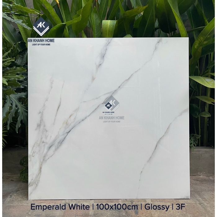 Gạch lát nền ấn độ 100x100cm bóng kiếng trắng vân Marble xám