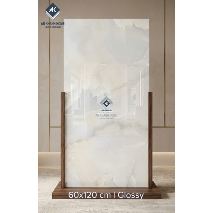 Gạch lát nền ấn độ 60x120 bóng kính kem vân đá sang trọng