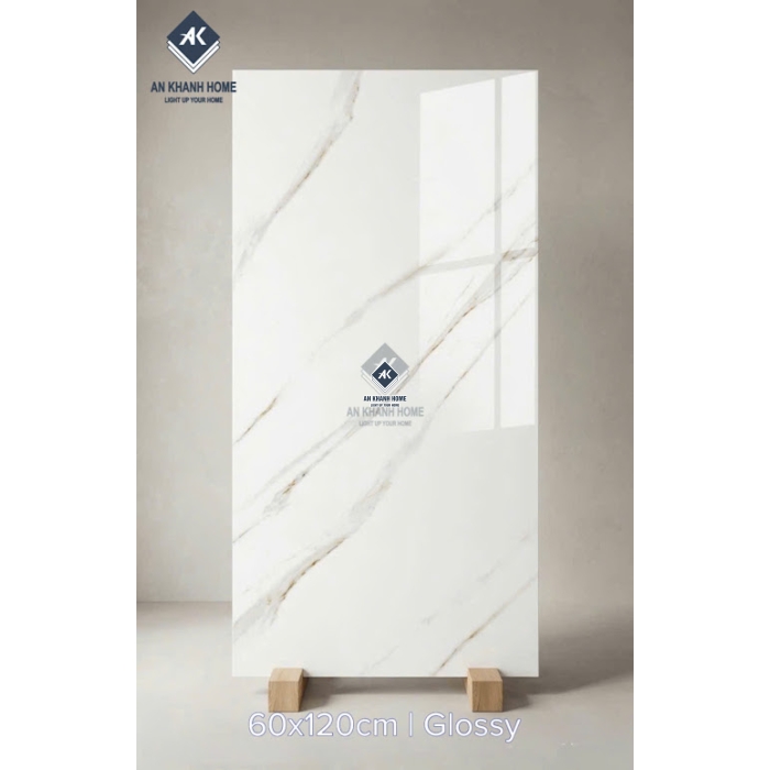 Gạch lát nền ấn độ 60x120 trắng vân xám vàng bóng kính