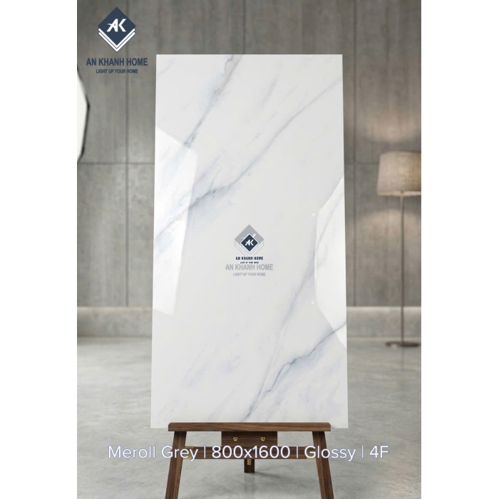 Gạch lát nền ấn độ 80x160 trắng vân mây xám nhạt bóng kiếng