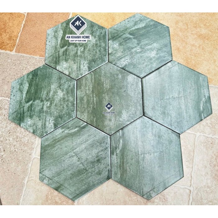 Gạch lục giác 20x23cm bề mặt mờ hiệu ứng màu xanh lục