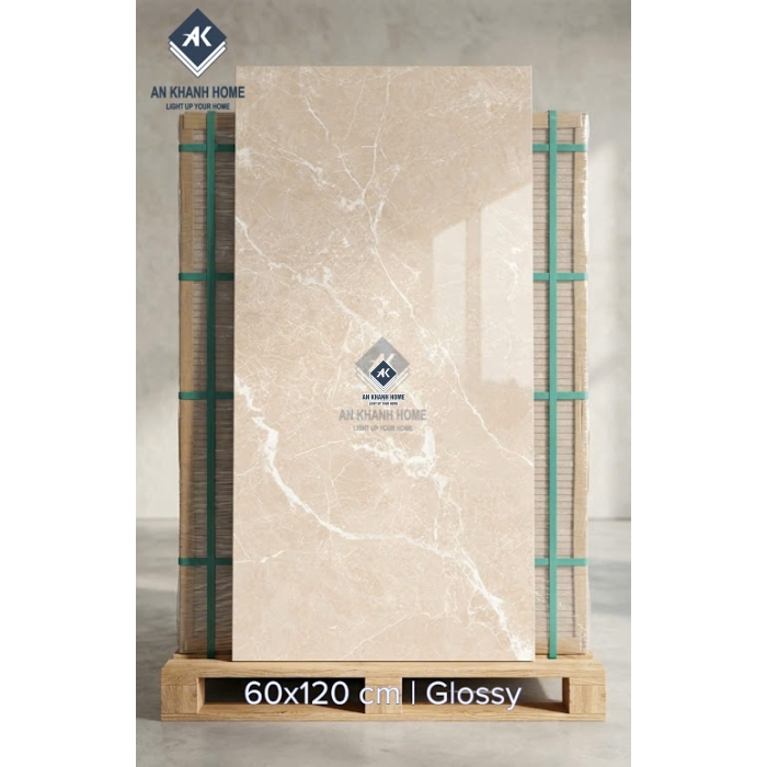 Gạch nhập khẩu ấn độ 60x120 bóng kính kem vân đá Marble