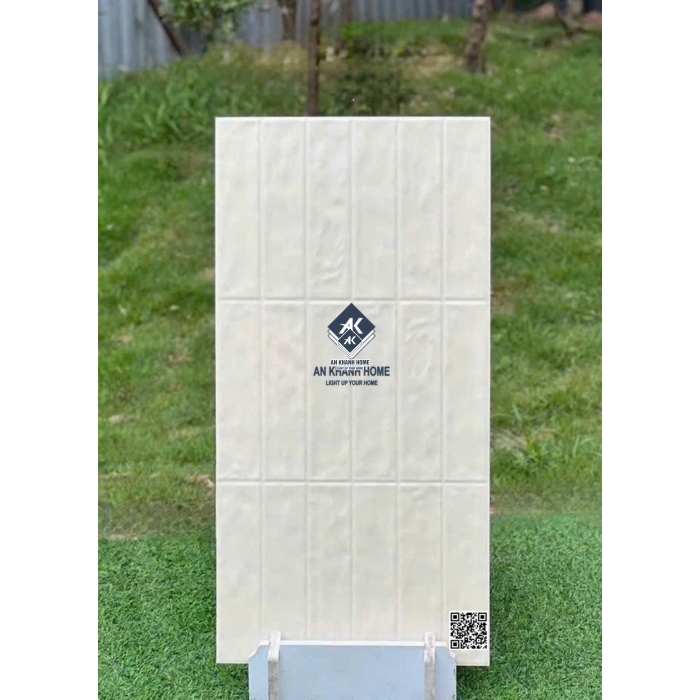 Gạch ốp giả thẻ trắng kem sữa 40x80 xương đá
